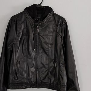 Women black leather jacket